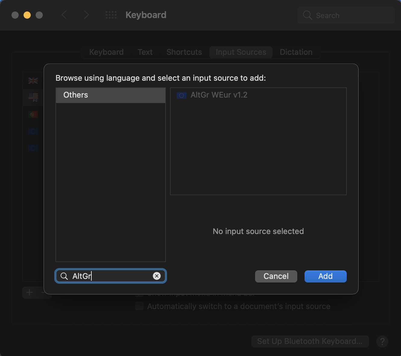Screenshot of MacOS keyboard selection dialog